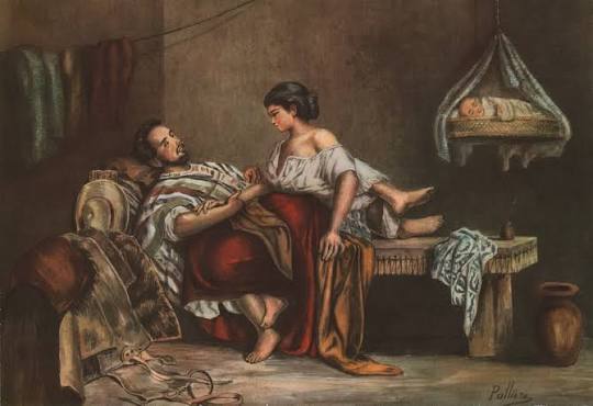 Esta es la quinta y última obra de Pallière que acompaña la primera parte de este recorrido. Idilio criollo, en el canto II, abrió la serie con una escena exterior de pareja, vivienda y trabajo; La pulpería, en el canto III, trasladó la atención a un espacio de intercambio; Bailando el gato, en el canto VII, mostró la reunión antes de la violencia; e Interior de una pulpería, en el canto VIII, condujo la mirada hacia una sociabilidad cerrada, atravesada por jerarquías y riesgos. Interior de un rancho completa ese movimiento desde el paisaje y los lugares colectivos hacia la habitación doméstica. La serie no forma una ilustración continua del poema. Ofrece cinco construcciones visuales del mundo rural con las que podemos comparar lo que Hernández muestra, calla o deja bajo el dominio de una voz.