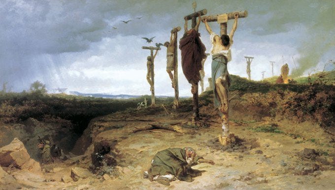 To die by crucifixion
