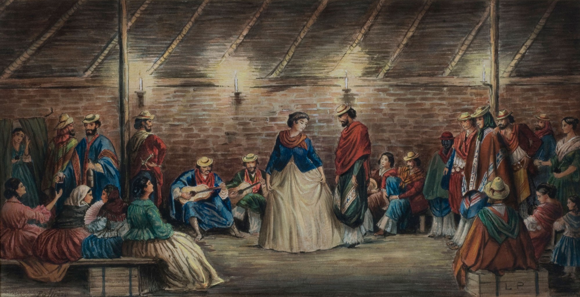 Jean Léon Pallière, Bailando el gato, hacia 1860. Acuarela sobre papel, 17 × 33,3 cm. Museo Nacional de Bellas Artes, inventario 7346.